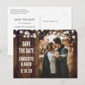 Rustikales Foto mit Holzsaitenleuchten Ankündigungspostkarte (Vorne/Hinten)