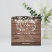 Rustikales Foto mit Holzsäulen Einladung (Stehend Vorderseite)