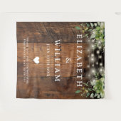 Rustikales Foto mit Holzstring Lights Grüne Hinter Wandteppich (Vorderseite (Horizontal))