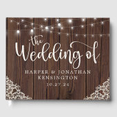 Rustikales Foto mit Holzstrohbeleuchtung Gästebuch (Vorderseite)