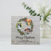 Rustikales Foto mit Merry Holiday Karte (Stehend Vorderseite)