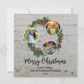 Rustikales Foto mit Merry Holiday Karte (Vorderseite)