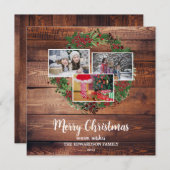 Rustikales Foto mit Merry Holiday Karte (Vorne/Hinten)