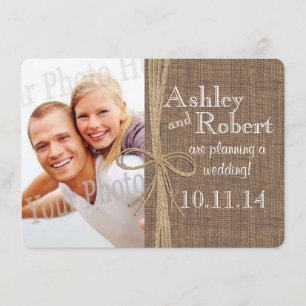 Rustikales Foto mit Spitzen und Bindfäden Save the Save The Date