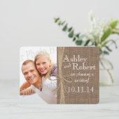 Rustikales Foto mit Spitzen und Bindfäden Save the Save The Date (Stehend Vorderseite)