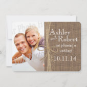 Rustikales Foto mit Spitzen und Bindfäden Save the Save The Date (Vorderseite)