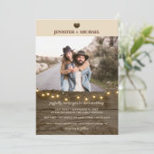 Rustikales Foto mit Stallenholz Einladung (Stehend Vorderseite)