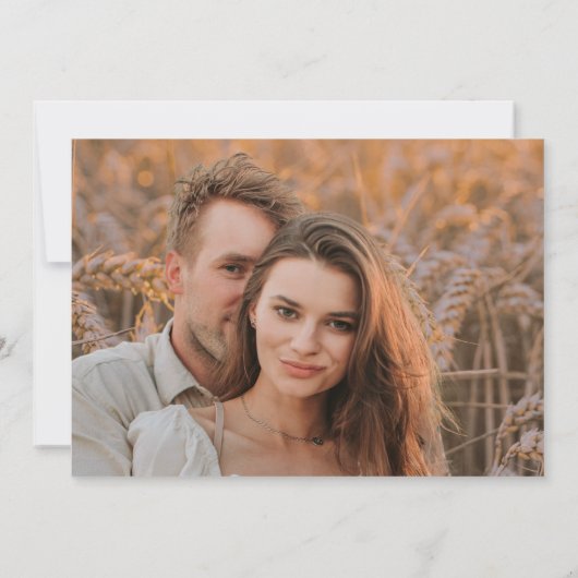 Rustikales Foto mit weißer Blüte Save The Date (Rückseite)