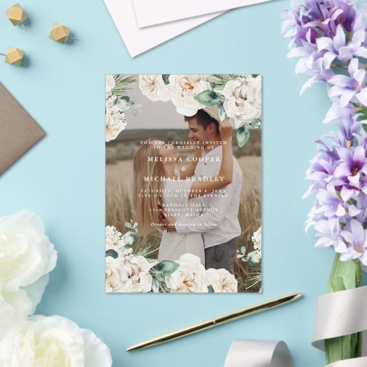 Rustikales Foto mit weißer Wasserfarbe Acryleinladungen (In Situ (Hochzeit))