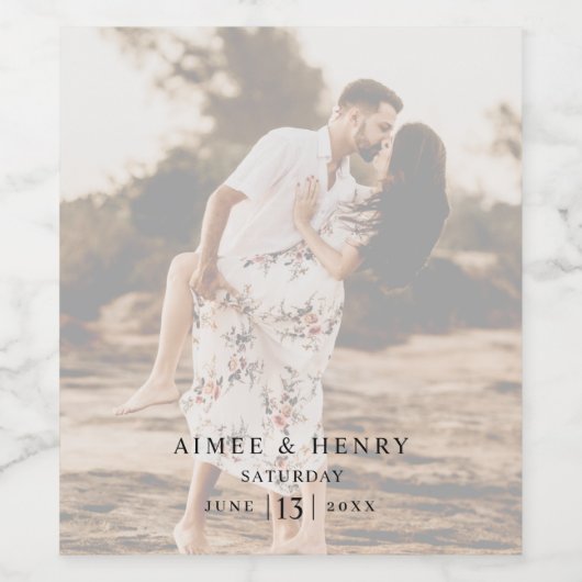 Rustikales Foto Moderne Hochzeit Weinetikett (Einzelnes Label)
