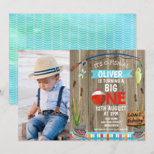 Rustikales Foto O-Fish-Ally Ein Geburtstag Einladu Einladung