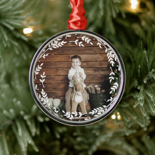Rustikales Foto Ornament Aus Metall (Baum)