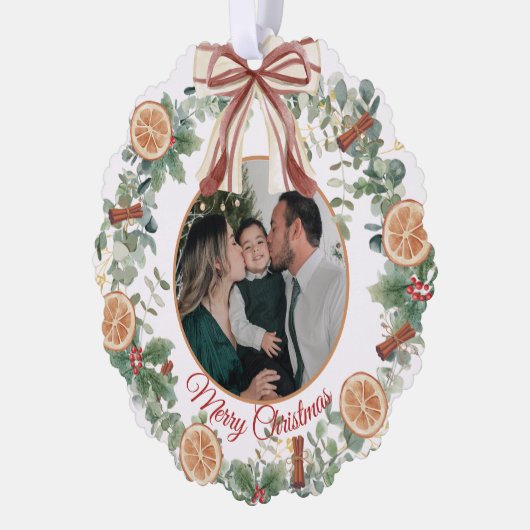 Rustikales Foto Ornament Karte (Links)