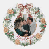 Rustikales Foto Ornament Karte (Vorderseite)