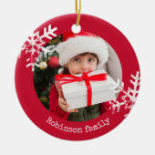 Rustikales Foto Ornament mit Schneeflocken (Vorne)