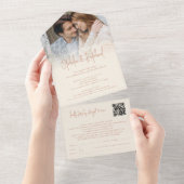 Rustikales Foto-Overlay QR-Creme All In One Einladung (Abreißen)