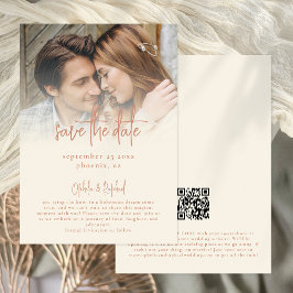 Rustikales Foto Overlay Skript QR Code Cream Weddi Save The Date