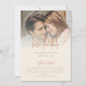 Rustikales Foto Overlay Skript QR Code Cream Weddi Save The Date (Vorderseite)