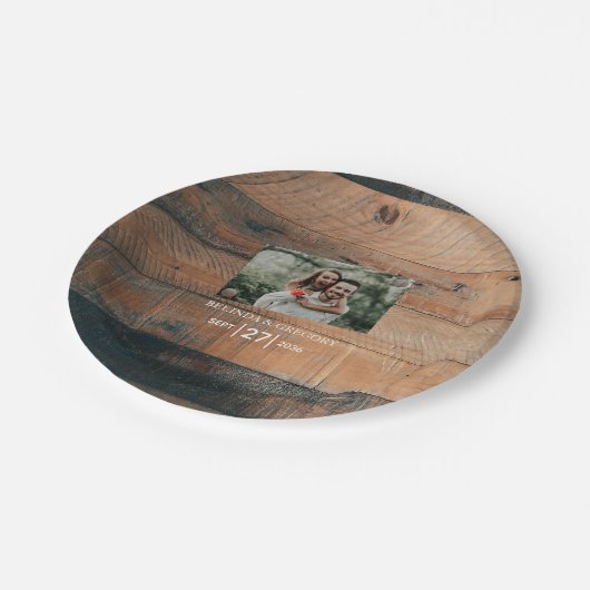 Rustikales Foto Pappteller (Schrägansicht)