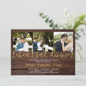 Rustikales FOTO Probe Abendessen Einladungen Holz (Stehend Vorderseite)