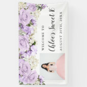 Rustikales Foto Purpl Weiße Blüte Sweet 16 Party Banner (Vertikal)