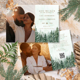 Rustikales Foto QR Code für Pinienwälder Save The Date