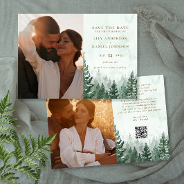Rustikales Foto QR für Kiefernwälder Save The Date