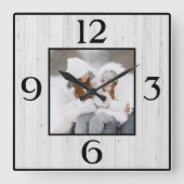 Rustikales Foto Quadratische Wanduhr (Vorderseite)