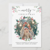 Rustikales Foto Red Berries Weihnachten Mitteilungskarte (Vorderseite)