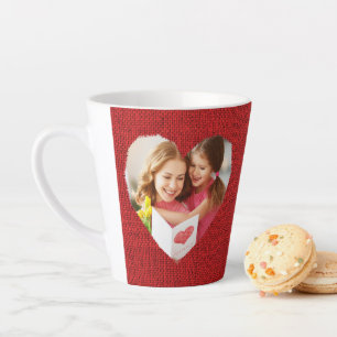 Rustikales Foto Red Burlap Valentine Herz Mama Milchtasse