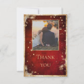 Rustikales Foto Red Gold Flat Danke Karte (Vorderseite)
