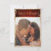 Rustikales Foto Red Gold Flat Save the Date (Vorderseite)
