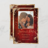 Rustikales Foto Red Gold Flat Save The Date (Vorne/Hinten)