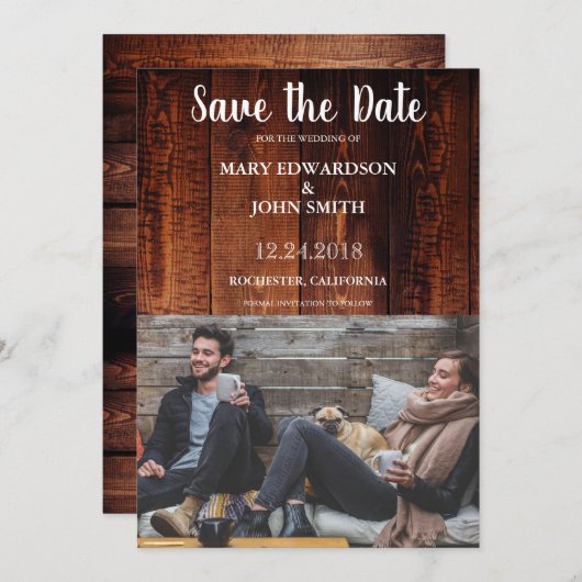 Rustikales Foto Save The Date (Vorne/Hinten)