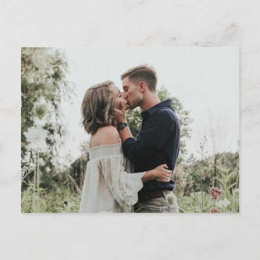 Rustikales Foto Save the Date Hochzeit Ankündigungspostkarte (Rückseite)