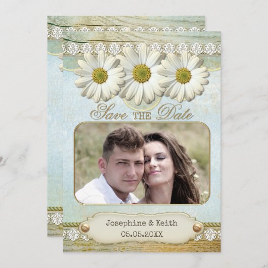 Rustikales Foto Save the Date Karte (Vorne/Hinten)