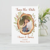 Rustikales Foto Save the Date Karte (Stehend Vorderseite)
