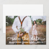 Rustikales Foto Save the Date Moderne Skriptkarte (Vorne/Hinten)