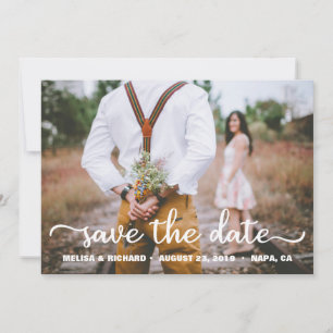 Rustikales Foto Save the Date Moderne Skriptkarte
