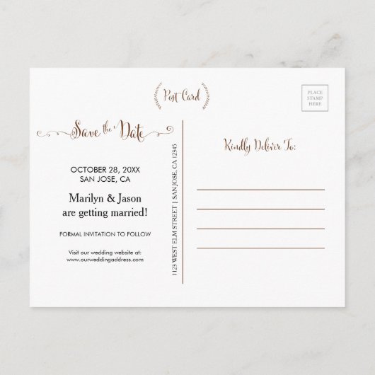 Rustikales Foto Save the Date Postkarte (Rückseite)