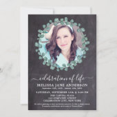 Rustikales Foto Slate Celebration of life Einladung (Vorderseite)
