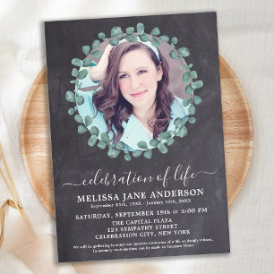 Rustikales Foto Slate Celebration of life Einladung