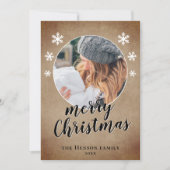 Rustikales Foto Snowflake Frohe Weihnachten (Vorderseite)