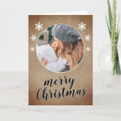 Rustikales Foto Snowflake Frohe Weihnachten (Vorderseite)