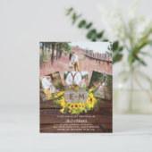 Rustikales Foto Sonnenblumen Einladungen Hochzeite (Stehend Vorderseite)
