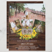 Rustikales Foto Sonnenblumen Einladungen Hochzeite (Vorne/Hinten)