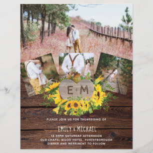 Rustikales Foto Sonnenblumen Einladungen Hochzeite