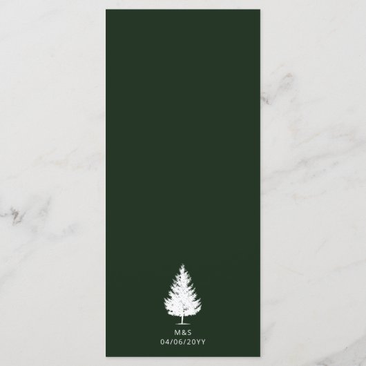 Rustikales Foto Tannenbaum Silhouette Hochzeit Menükarte (Rückseite)