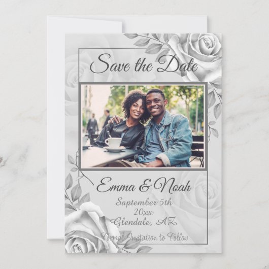 Rustikales Foto-Template für die Rose Save the Dat Ankündigung (Vorderseite)