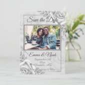 Rustikales Foto-Template für die Rose Save the Dat Ankündigung (Stehend Vorderseite)